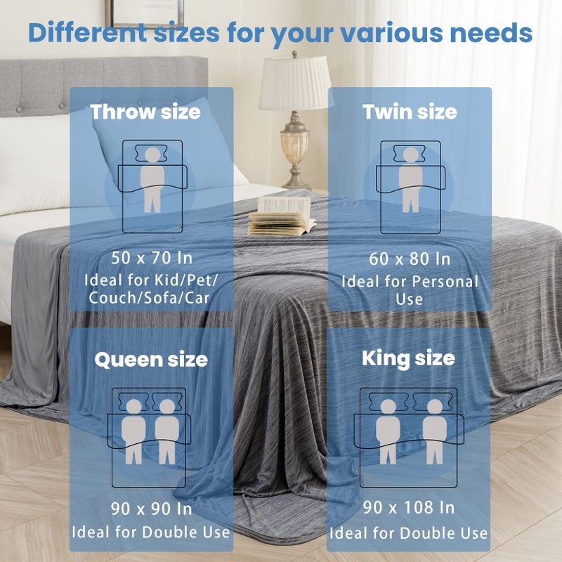 OIGAE Cooling Blanket for Hot Sleepers - Soft & Lightweight Summer Cold Blanket for Night Sweats | Perfect for Bed, Couch, Sofa (Grey, Throw 50" x 70") - Image 2