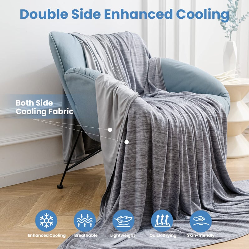 OIGAE Cooling Blanket for Hot Sleepers - Soft & Lightweight Summer Cold Blanket for Night Sweats | Perfect for Bed, Couch, Sofa (Grey, Throw 50" x 70") - Image 3