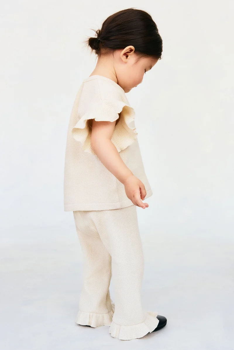 اتش اند ام طقم من القطن بنمط وافل - قطعتين