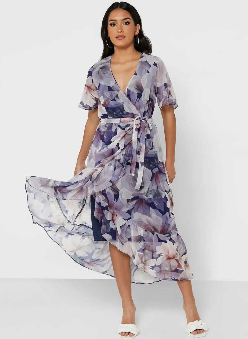 Wallis Floral Print Tie Detail Dress