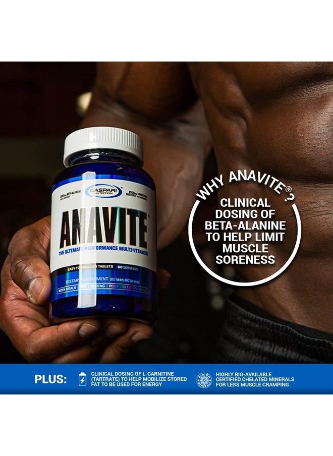 Gaspari Nutrition - Anavite - Sports Multi-Vitamin with Amino Acids, Beta-Alanine and L-Carnitine, Enhanced Performance and Recovery, 180 Tablets - Image 1