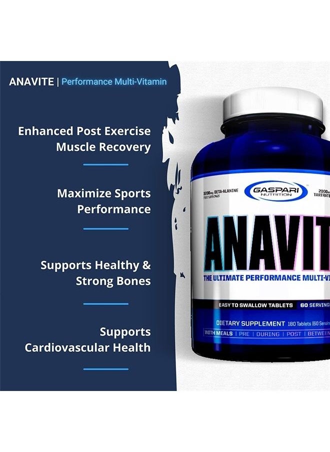 Gaspari Nutrition - Anavite - Sports Multi-Vitamin with Amino Acids, Beta-Alanine and L-Carnitine, Enhanced Performance and Recovery, 180 Tablets - Image 1