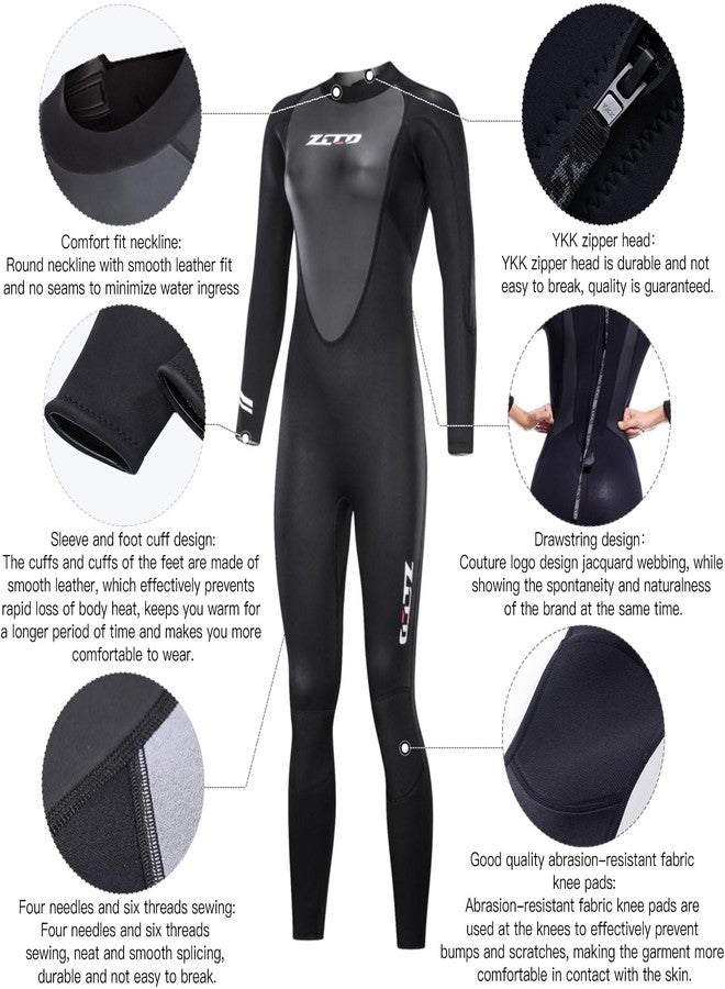 ZCCO Women Men Wetsuits,Mens Womens Wet Suit for Cold Water,Neoprene 3/2mm Wetsuit for Diving Surfing Snorkeling Kayaking Water Sports - Image 3