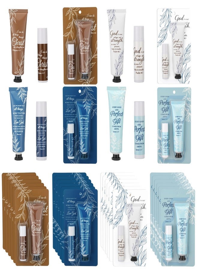 Leelosp 8/16/24 Sets Christian Inspiration Gifts Bulk for Women Travel Size Hand Cream, Lip Balm Set Bible Verse Religious Appreciation Gifts for Volunteers Teachers Nurses(Light Color,8 Packs - Image 1