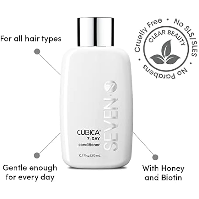 Seven بلسم كيوبيكا لمدة 7 أيام، بلسم يومي متطور مع البيوتين لشعر صحي ولامع، 10.7 أونصة سائلة. - Image 2