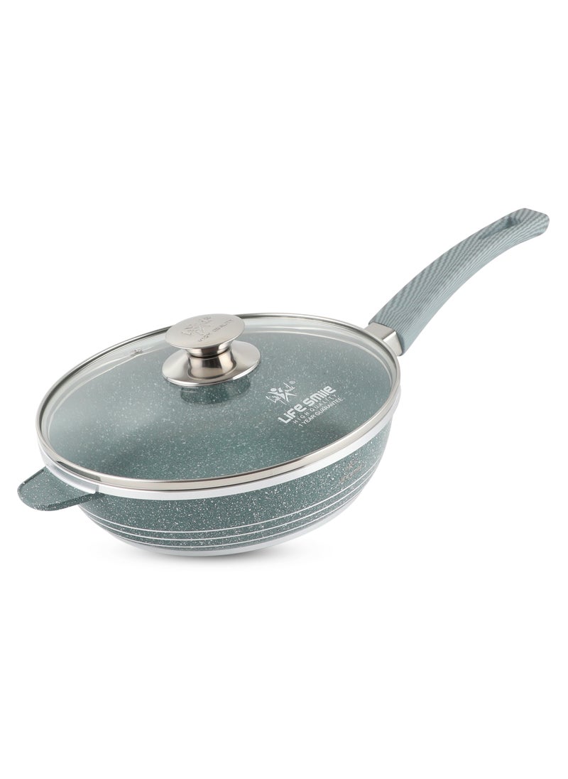 Life Smile - 24 & 28cm Sizes Nonstick Frying Pan, Large Skillet Pan Non Stick Saute Pan with Lid, Deep Fry Pan, Non Toxic Cooking Pan with Handle, Oven Safe PFOA Free - Image 1
