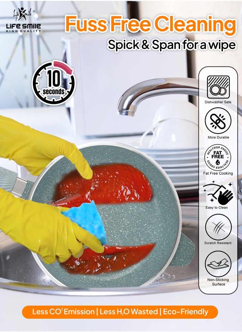Life Smile - 24 & 28cm Sizes Nonstick Frying Pan, Large Skillet Pan Non Stick Saute Pan with Lid, Deep Fry Pan, Non Toxic Cooking Pan with Handle, Oven Safe PFOA Free - Image 1