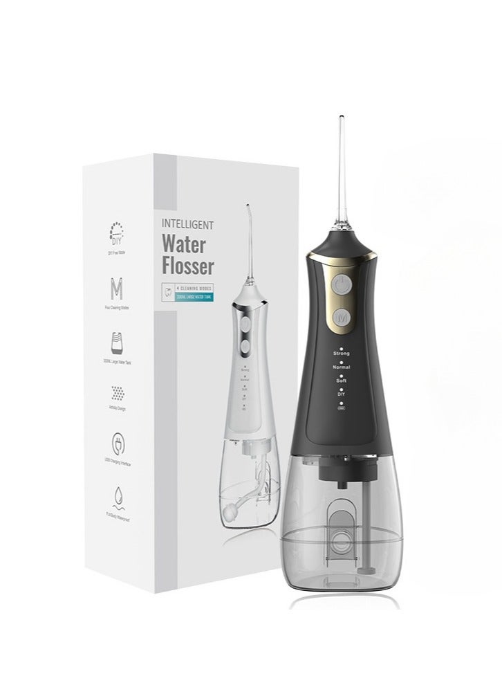 ام اس أداة تنظيف ما بين الأسنان بالماء بتصميم محمول ، الخيط المائي للاسنان مع 5 أوضاع ، 5 فوهات نفاثة ، رأس فرشاة أسنان واحد ، IPX7 مقاوم للماء ، خزان مياه 300 مللي - Image 2