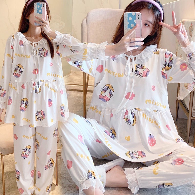 Cotton Maternity Nursing Pajamas for Spring Autumn Princess Daisy 2014 