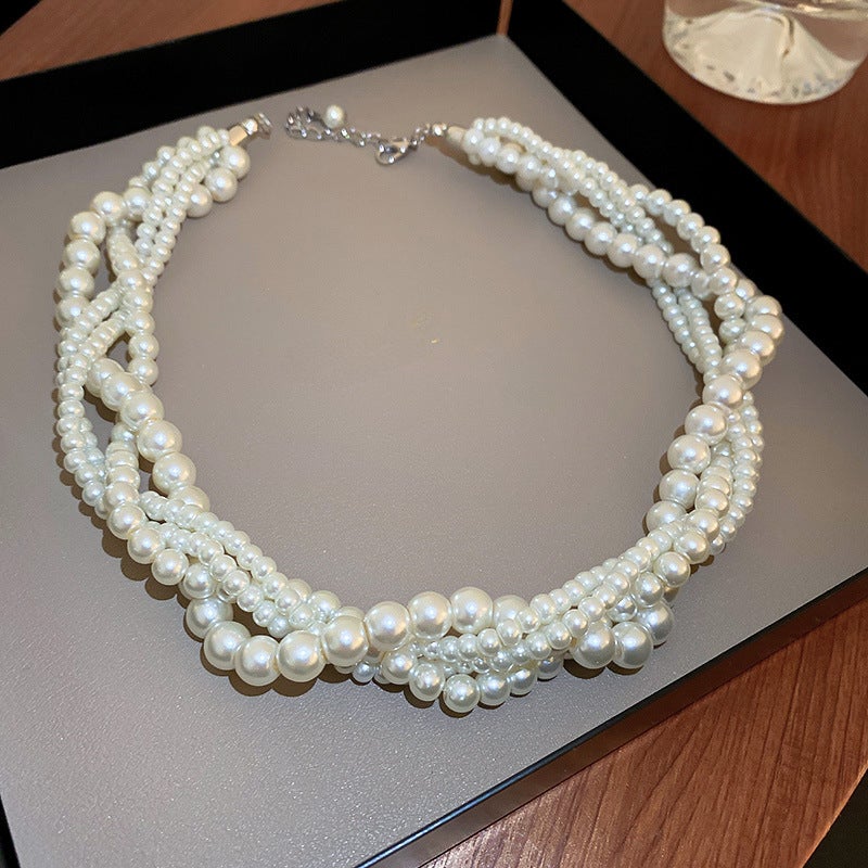 Multi-Layer Baroque Pearl Choker Vintage Luxury Necklace for Women Pearl multilayer necklace imitation 