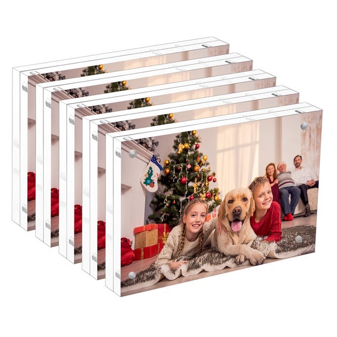 4X6 ACRYLIC PHOTO FRAMES 5 PACK CLEAR DESKTOP DOUBLE SIDED MAGNETIC PICTURE DISPLAY