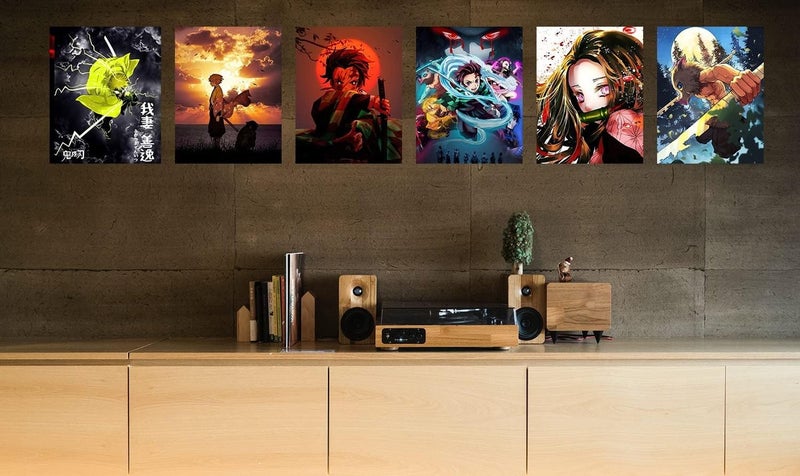 ARS Anime Posters Demon Slayer Poster Canvas Wall Art Pieces - HD Print Painting Living Room Decor Bedroom Club Boys Room Decor Gifts Set of 6 Unframed 8X10in - Image 5