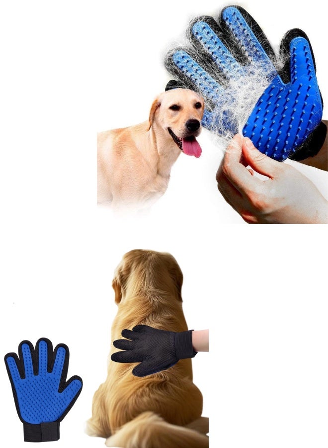 Upgrade Pet Hair Remover Gloves - Efficient Deshedding and Grooming Mitts for Dog, Cat, Rabbits, and Horses with Long or Short Fur - 1piece (Blue) - Gentle Massage and Shedding Brush Design - Image 1