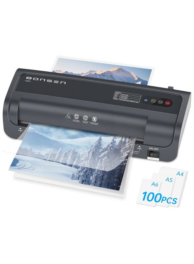 BONSEN A4 Laminator Machine, 9.33-Inch Thermal Laminator with Never Jam Technology, 100 Laminating Sheets, Laminates Photos Cards Documents, 4-in-1 Personal Laminators for Teachers Home Office School - Image 1