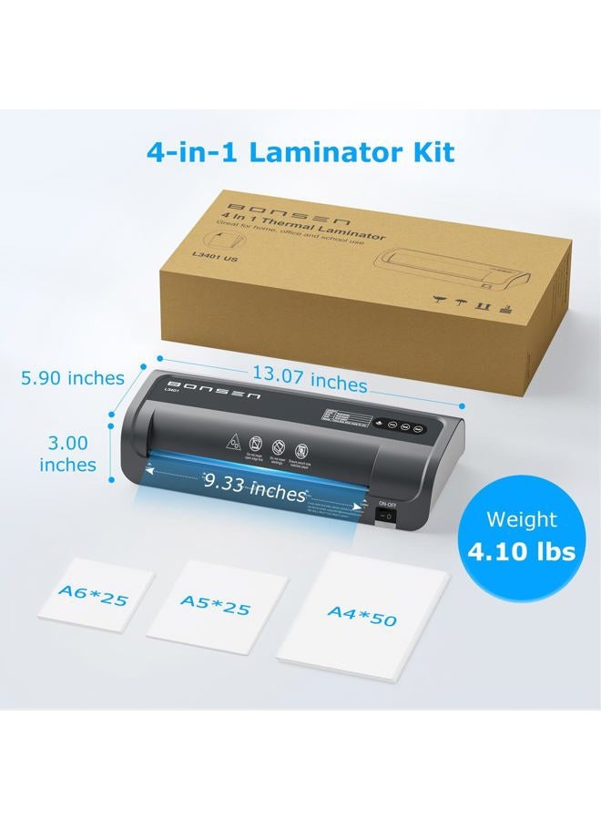 BONSEN A4 Laminator Machine, 9.33-Inch Thermal Laminator with Never Jam Technology, 100 Laminating Sheets, Laminates Photos Cards Documents, 4-in-1 Personal Laminators for Teachers Home Office School - Image 4