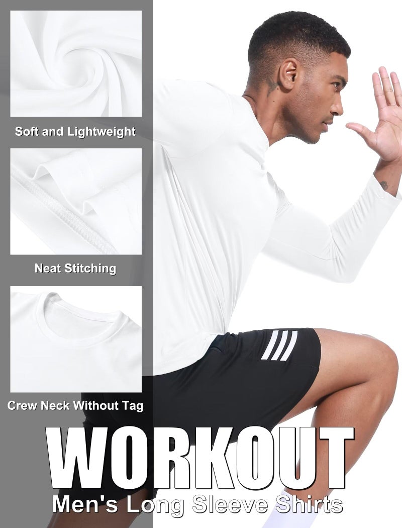 OYGSieg 6 Pack Long Sleeve Shirts for Men Moisture Wicking UPF SPF Sun Protection Tee Shirts Workout T Shirts Casual L - Image 4
