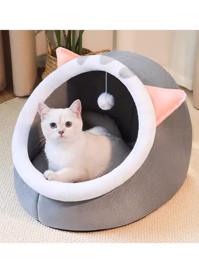 Generic - Cat Beds for Indoor Cats Semi-Enclosed Cat Cave Bed with a Plush Ball Large Space for Cats to Sleep Soft and Comfortable Covered Cat Bed with a Washable and Detachable Mat - Image 1