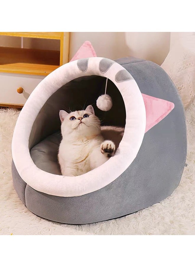 Generic - Cat Beds for Indoor Cats Semi-Enclosed Cat Cave Bed with a Plush Ball Large Space for Cats to Sleep Soft and Comfortable Covered Cat Bed with a Washable and Detachable Mat - Image 1