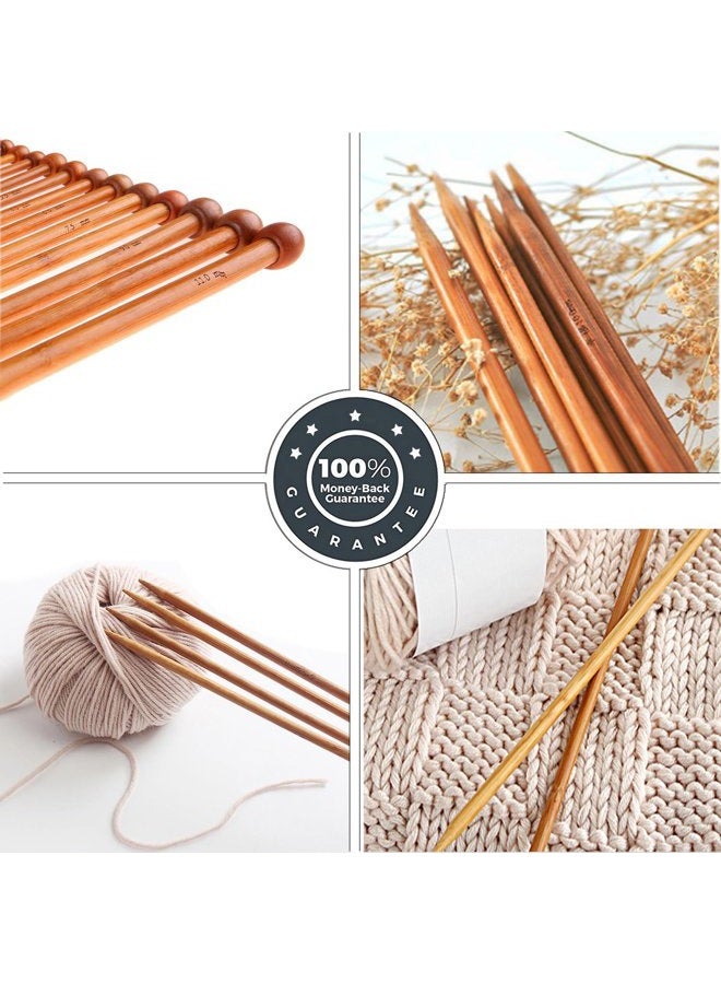 Fairycece 10" Bamboo Knitting Needles for Beginner and 22-Pack Crochet Set 9.8" Bamboo Knitting Needles 22 Pcs+bag 3369957 - Image 5
