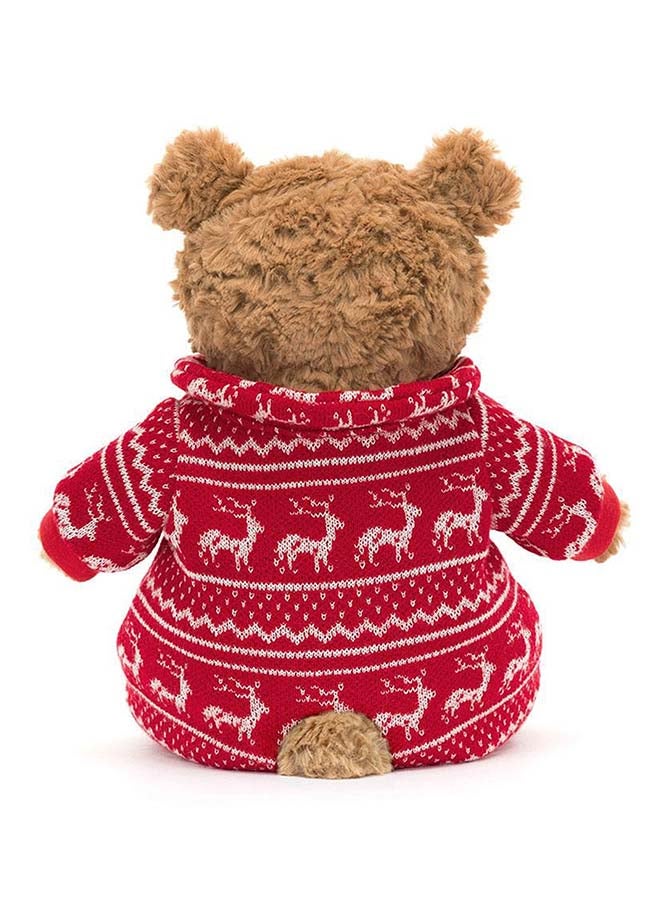 Jellycat دب بارثولوميو بيجاما شتوية - دمية دب ناعمة بنية في بيجاما حمراء احتفالية - 26 سم لعبة عناق عيد الميلاد للأطفال، ديكور وهدايا - Image 5