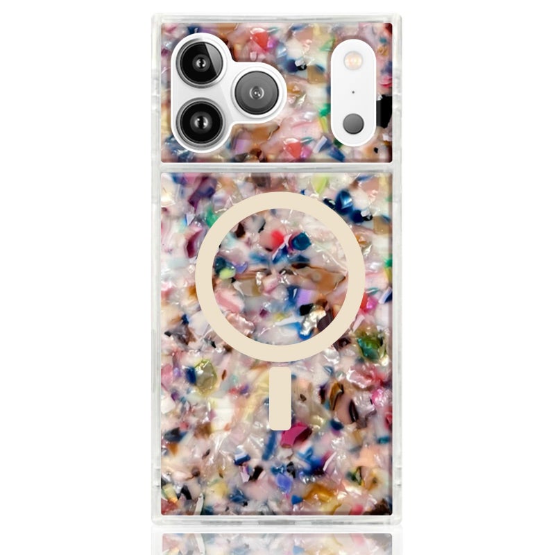 Flaunt Official Square Protective Case - Compatible with iPhone 17 Pro Max - Compatible with MagSafe & Wireless Charging - Drop-Tested & Shockproof - (Rainbow Confetti Tortoise Shell) - Image 1