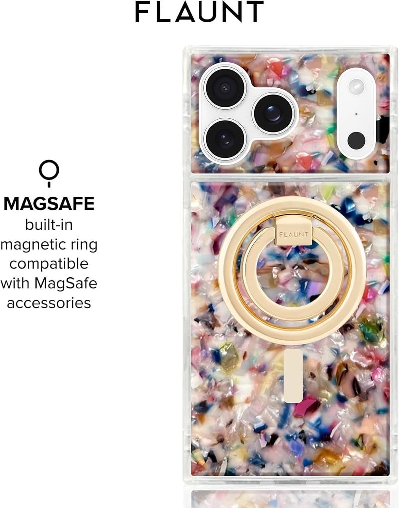 Flaunt Official Square Protective Case - Compatible with iPhone 17 Pro Max - Compatible with MagSafe & Wireless Charging - Drop-Tested & Shockproof - (Rainbow Confetti Tortoise Shell) - Image 5