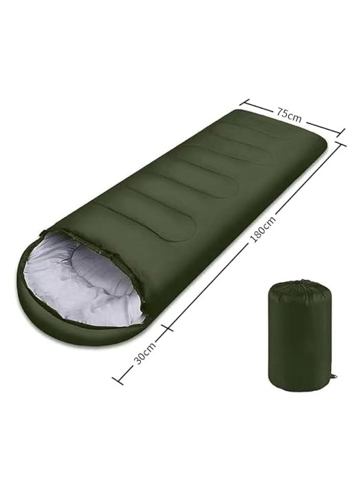 Green Tiger Camping Sleeping Bag, Polyester Sleeping Pad, Army Green Double-ended Zipper Tent, Indoor & Outdoor Camping Hiking Travelling Cushion, （180+30）*75cm - Image 2