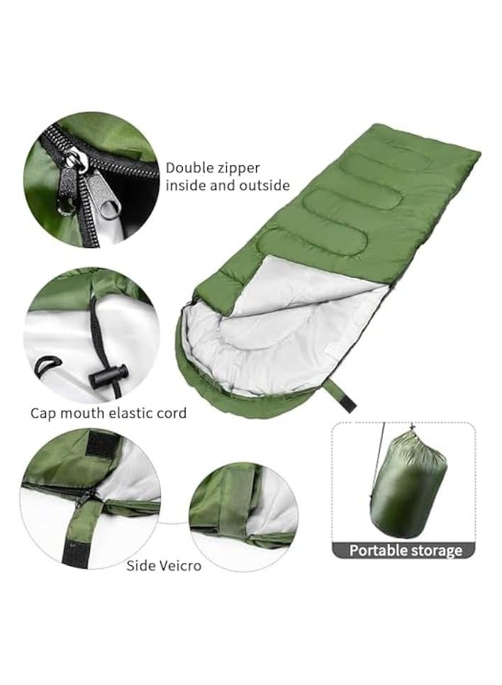 Green Tiger Camping Sleeping Bag, Polyester Sleeping Pad, Army Green Double-ended Zipper Tent, Indoor & Outdoor Camping Hiking Travelling Cushion, （180+30）*75cm - Image 3