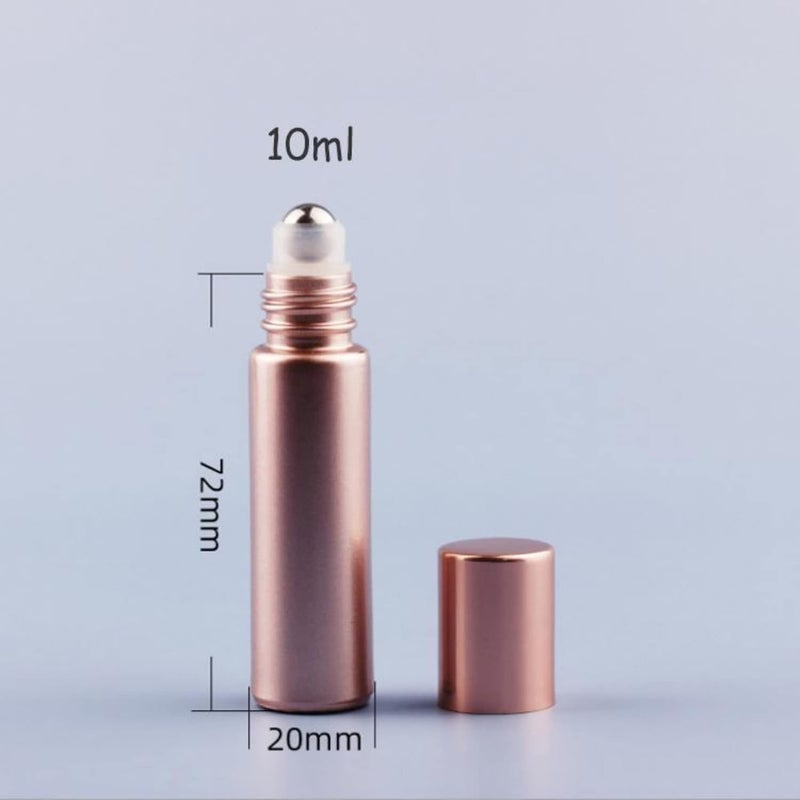 Devinez Multipurpose Rose Gold Color Roll On Glass Bottle with steel Ball, 10 ml with Cap (Pack of 6), for Beauty, Essential Oils, Blends, Skin Care, Travel, Toners, Cosmetic & DIY - Image 2