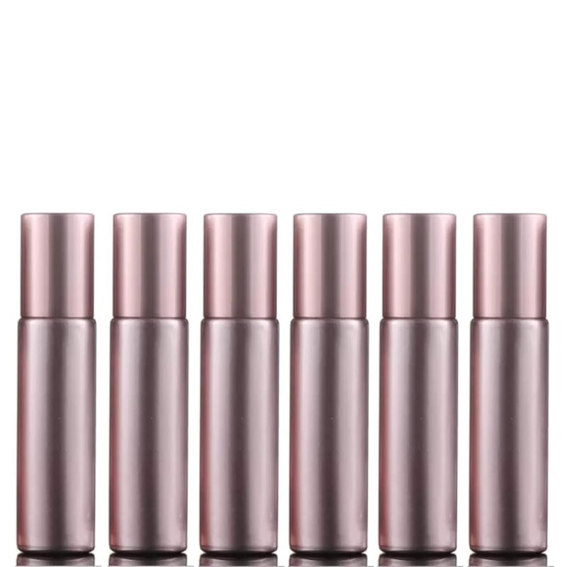 Devinez Multipurpose Rose Gold Color Roll On Glass Bottle with steel Ball, 10 ml with Cap (Pack of 6), for Beauty, Essential Oils, Blends, Skin Care, Travel, Toners, Cosmetic & DIY - Image 1