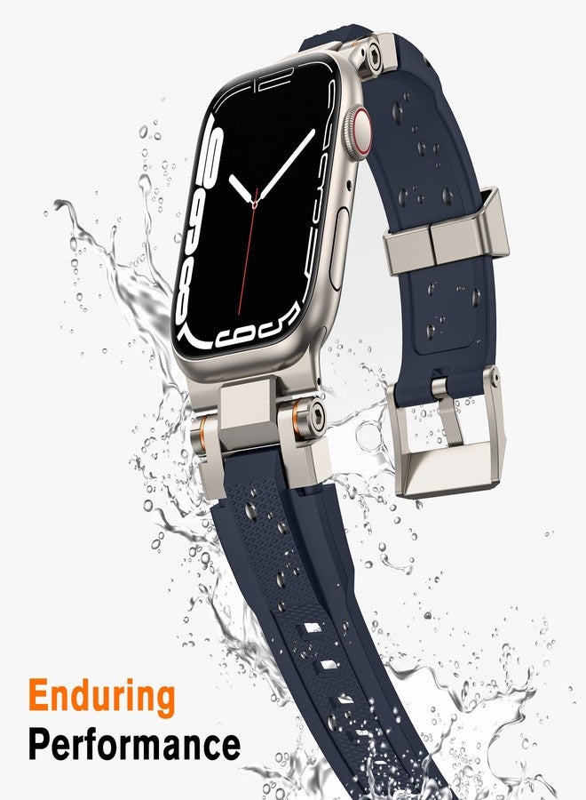 amBand Bands Compatible with Apple Watch Ultra 3/2/1 49mm, M1 Sport Series Rugged Durable Strap with Metal Connector to Match Ultra's Titanium Case for iWatch 49 mm Men Titanium/Navy Blue - Image 3