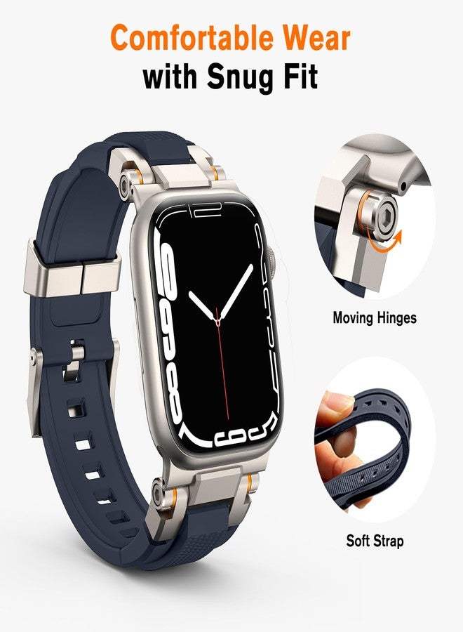 amBand Bands Compatible with Apple Watch Ultra 3/2/1 49mm, M1 Sport Series Rugged Durable Strap with Metal Connector to Match Ultra's Titanium Case for iWatch 49 mm Men Titanium/Navy Blue - Image 5