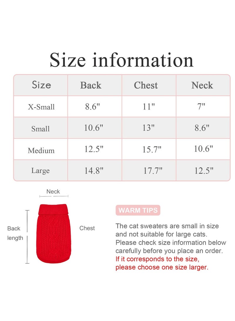 Cats Knitted Sweaters Turtleneck Knitted Sleeveless Cat Clothes Warm Winter Kitten Clothes Outfits for Cats or Small Dogs in Cold Season Red M - Image 3