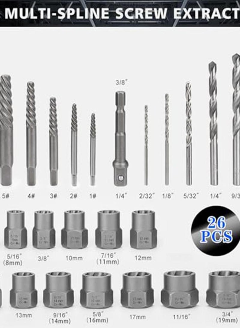 GGOOT Bolt Extractor Kit - Rusted Bolt Remover,Men Damaged Screw Extractor Set Nuts Drill Bit Tools for Easy Removal Of Rusty Broken Hardware - Image 4