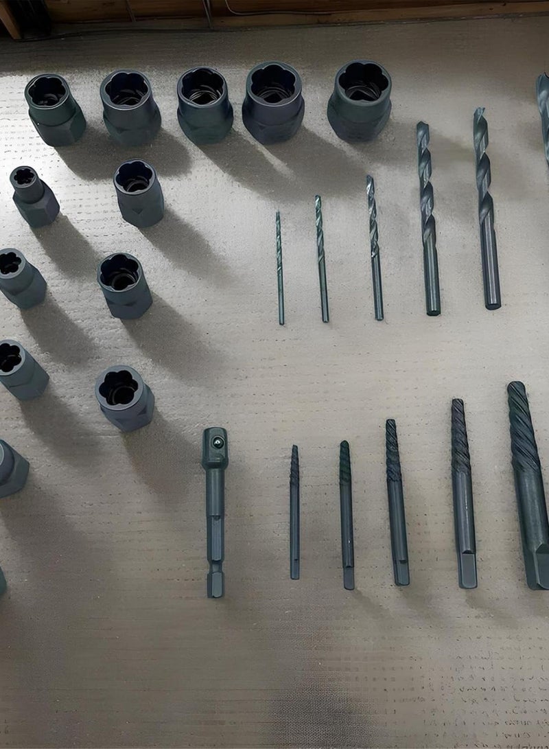 GGOOT Bolt Extractor Kit - Rusted Bolt Remover,Men Damaged Screw Extractor Set Nuts Drill Bit Tools for Easy Removal Of Rusty Broken Hardware - Image 3