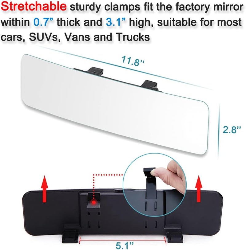 SkycropHD Rear View Mirror Frameless Car Interior Rearview Mirror Panoramic Wide Angle to Eliminate Blind Spots – Convex,11.8''(White) - Image 5