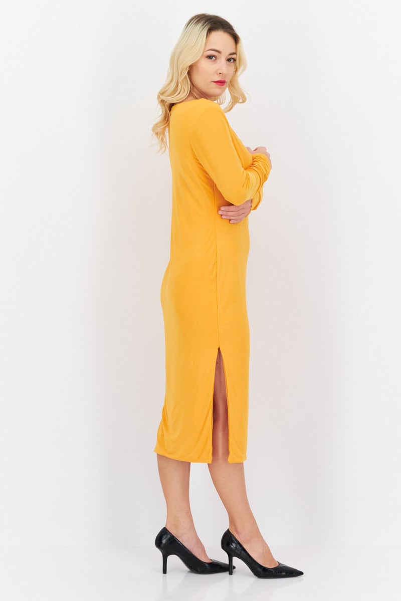 I SAW IT FIRST Women Solid Cut-Out  Bodycon Dress, Orange - Image 3