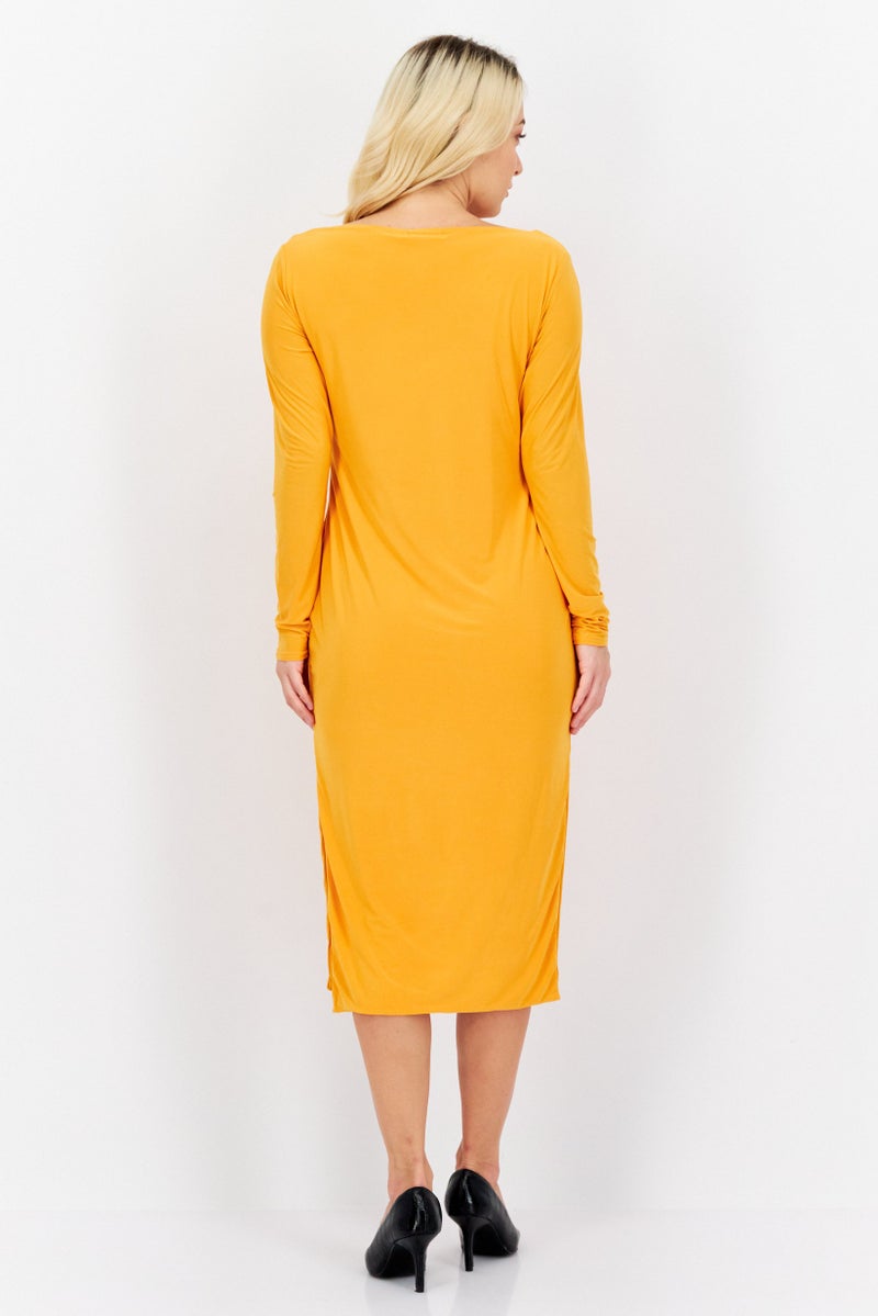 I SAW IT FIRST Women Solid Cut-Out  Bodycon Dress, Orange - Image 4