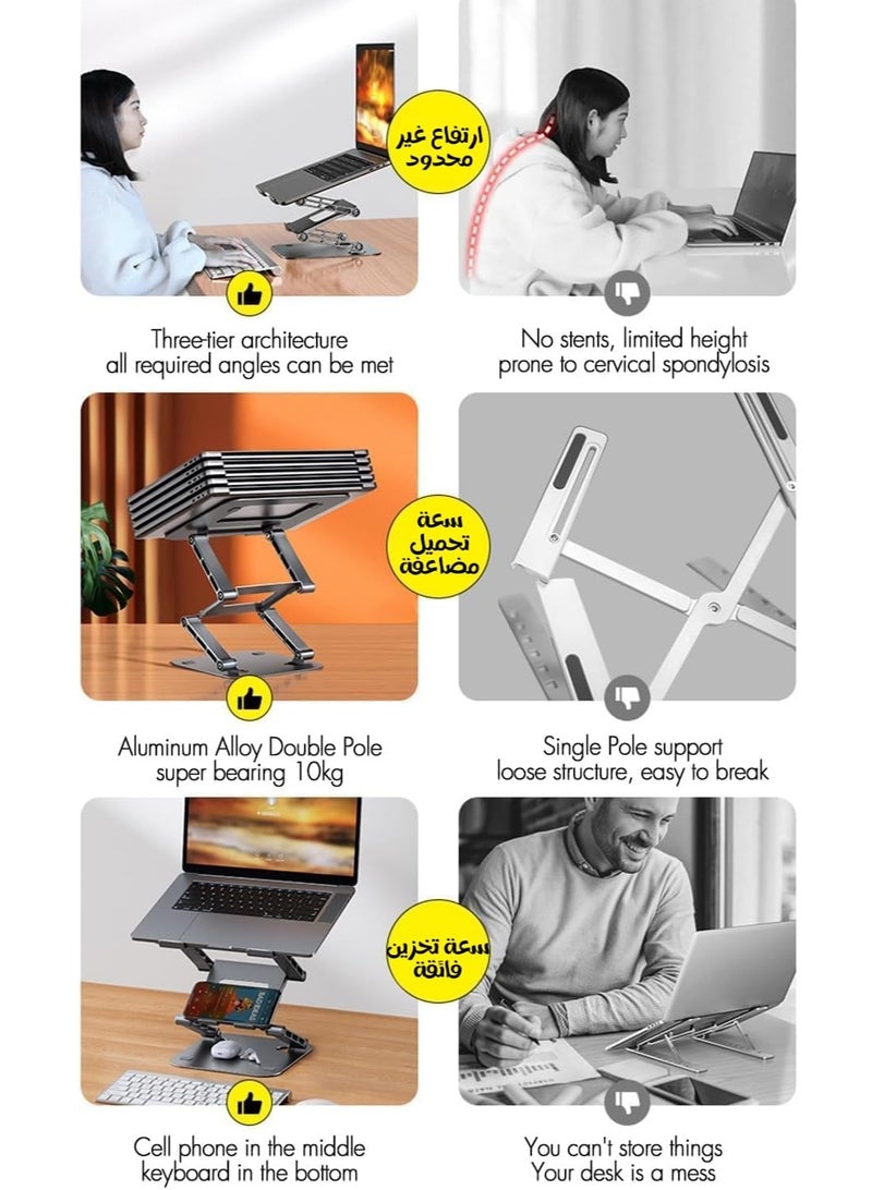 م.ا & ف'س حامل كمبيوتر محمول قابل للتعديل للمكتب، حامل كمبيوتر محمول محمول قابل للطي بجانب السرير - Image 3