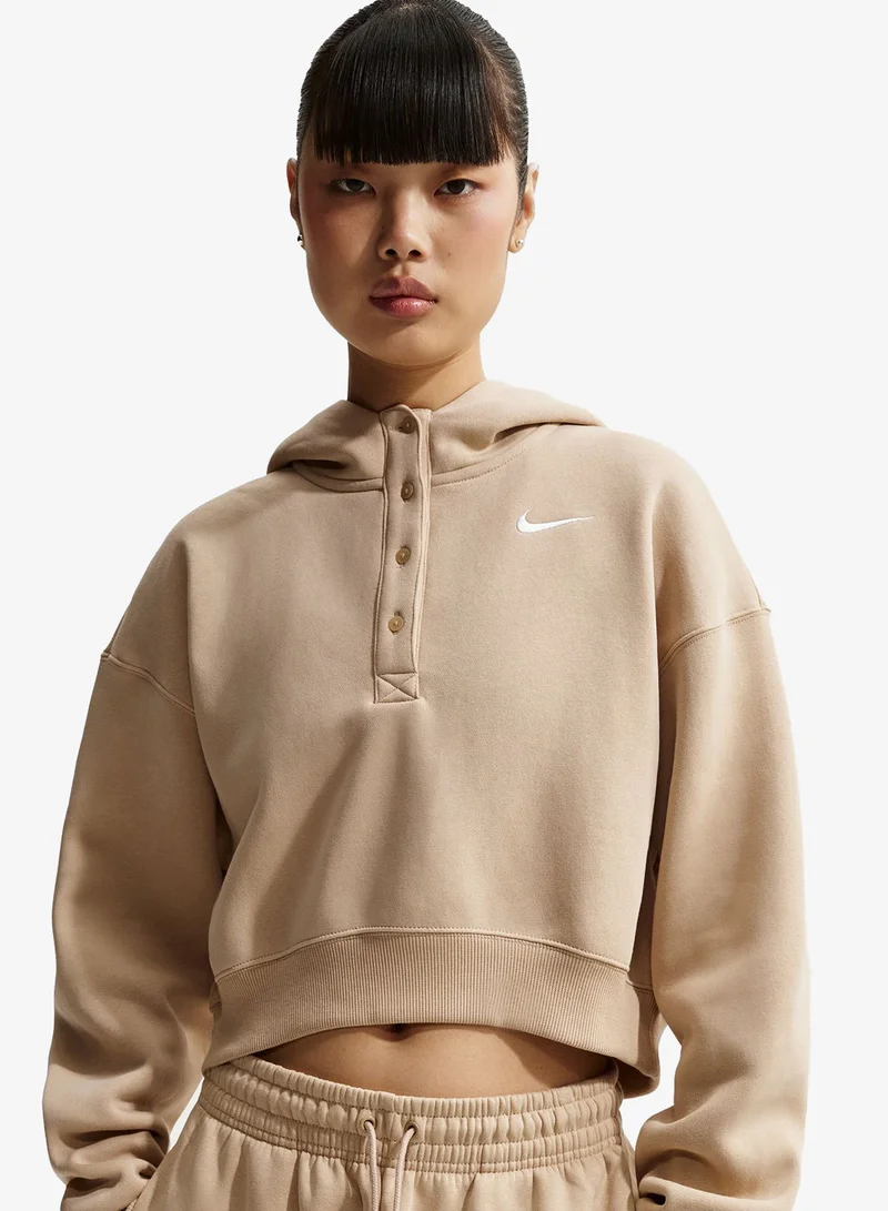 Nike Phoenix Fleece Oversized Cropped Henley Hoodie