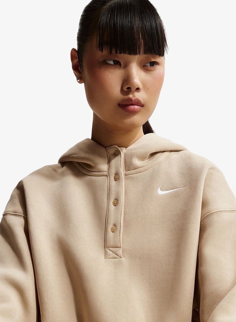 Nike Phoenix Fleece Oversized Cropped Henley Hoodie - Image 5