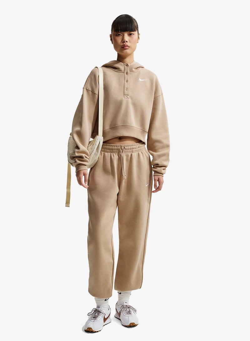 Nike Phoenix Fleece Oversized Cropped Henley Hoodie - Image 3