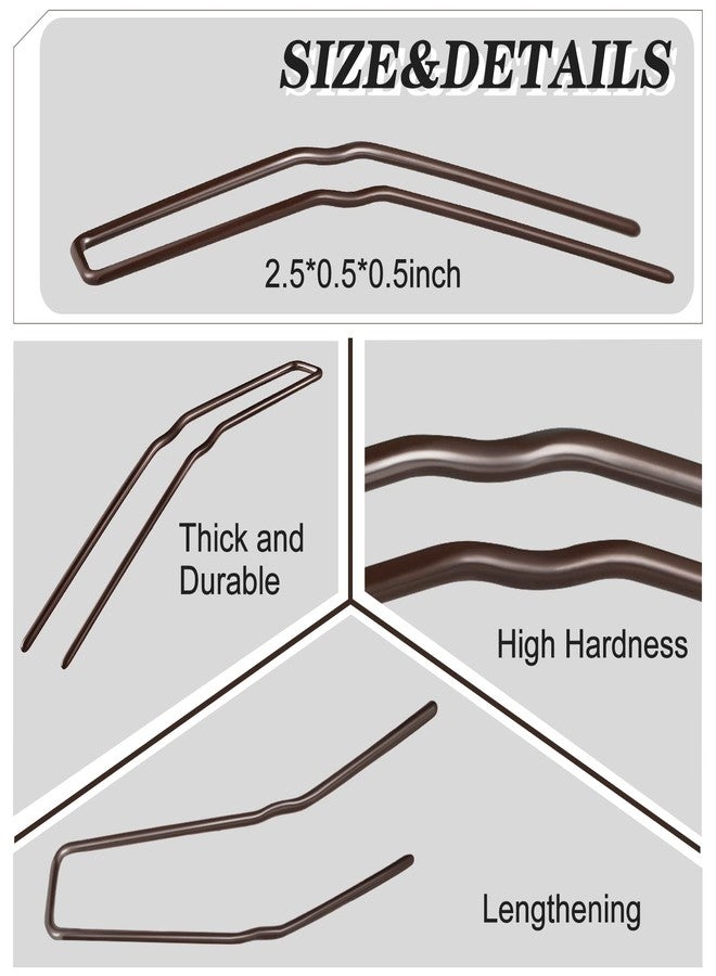 Waydress 36 Pieces U Shaped Hairpins Ballet Buns Bobby Pins U Hair Styling Metal U Bun Hairpins for Updo Bun Bobby Pins for Women Lady Thick Thin Long Curly Hair (Brown, 2.5 Inches) - Image 2