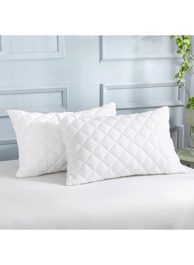 2Pcs Premium Fiber Pillow 45x74 Size with 100% Cotton Fabric and Polyurethane Filling for Luxurious Comfort, Breathability, and Long-Lasting Support Designed to Enhance Sleep Quality and Provide a Soft Yet Supportive Feel Every Night