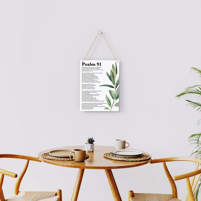 BELLOWDEER Inspirational Scripture Wall Art Bible Verses Psalm 91 Wall Decor Christian Wall Art Decor Prayer Room Decor Religious Gifts, Wooden Sign for Home Office Nursery Bathroom Decoration 8x10 Inches - Image 4