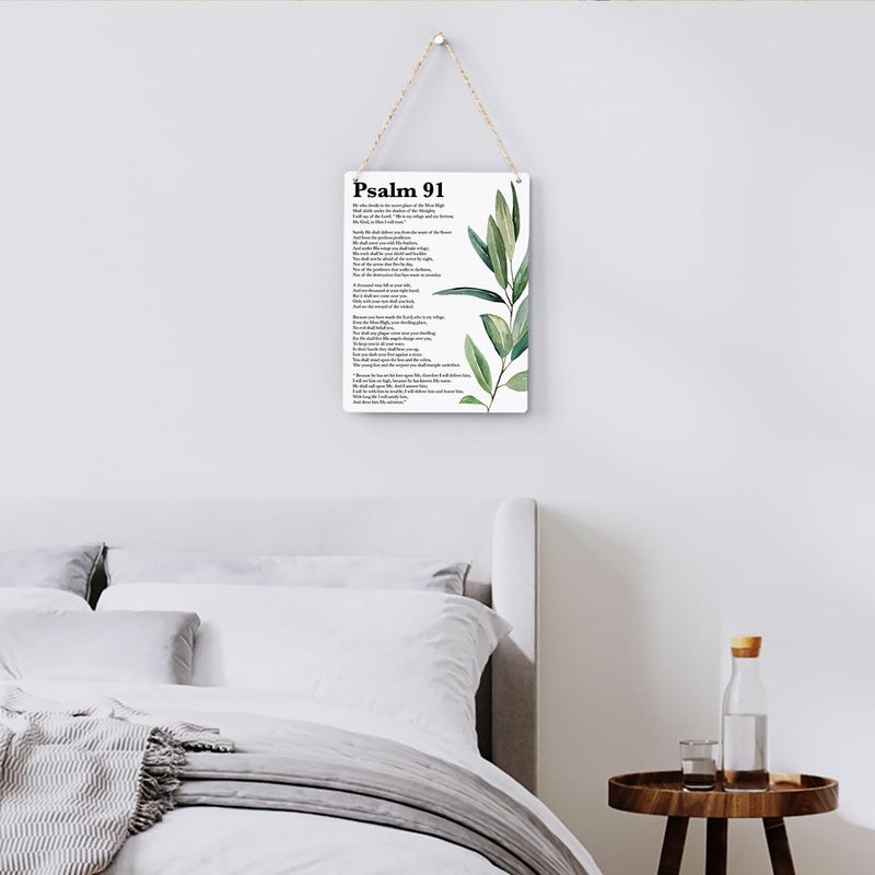 BELLOWDEER Inspirational Scripture Wall Art Bible Verses Psalm 91 Wall Decor Christian Wall Art Decor Prayer Room Decor Religious Gifts, Wooden Sign for Home Office Nursery Bathroom Decoration 8x10 Inches - Image 3