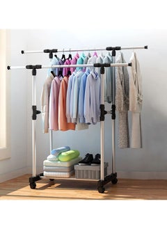 Adjustable Clothes Rack Single/Double Bars With Wheel Coat Shelf Hanging Drying Rack Floor Hanger Movable Clothes Storage - pzsku/Z2EE4E17F61FC0871E8CEZ/45/_/1676026615/fea24005-eac5-4b56-9f75-cd2e691af178