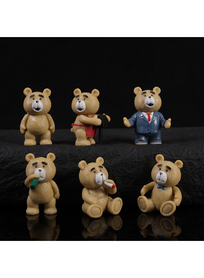 6 Teddy Bear Hand-made Cartoon Bear Doll Toy Ornaments 