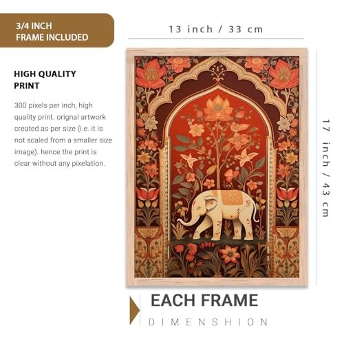 kotart Traditional Wall Painting With Frame | Madhubani Paintings For Living Room Bed Room Hotel Wall Decor Pichwai Art Digital Reprint engineered wood Set of 3 (13X17 inch) - Image 2