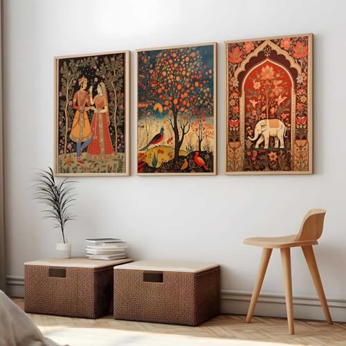 kotart Traditional Wall Painting With Frame | Madhubani Paintings For Living Room Bed Room Hotel Wall Decor Pichwai Art Digital Reprint engineered wood Set of 3 (13X17 inch) - Image 4